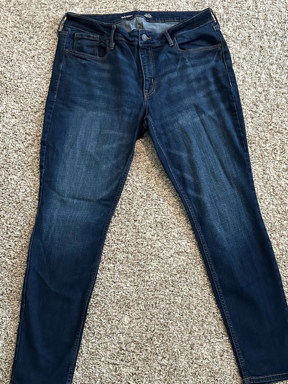 Old Navy Women's Mid-Rise Rockstar Super Skinny Jeans - Dark wash - Picture 1 of 4